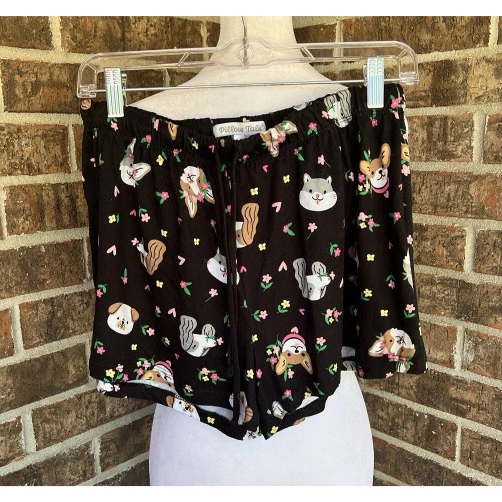Pilllow Talk Shorts Black Women’s L Puppy Dog Sleep Pajama Loungewear Cozy